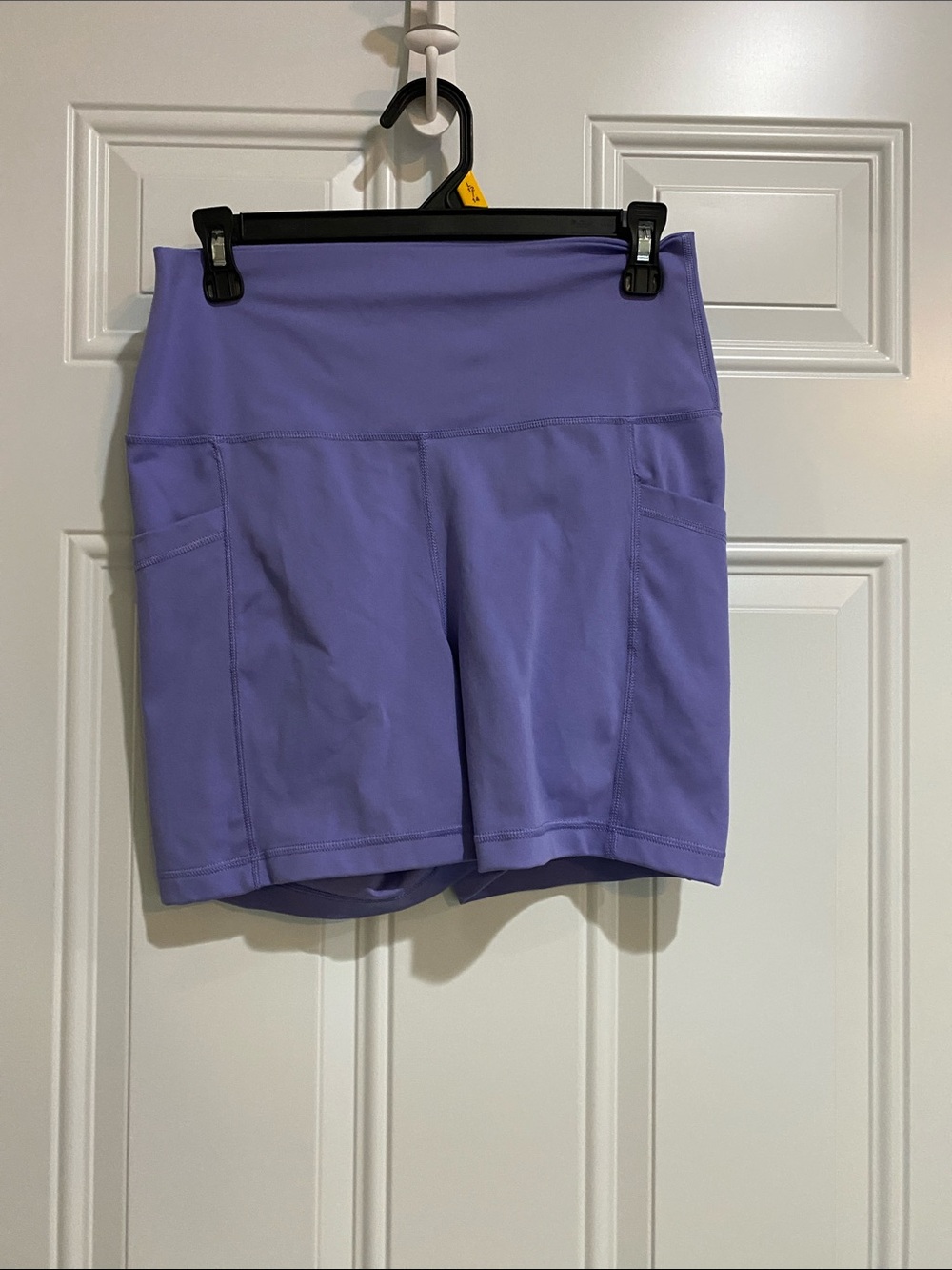 High-Rise Lavender Bike Shorts with Side Pockets - Women's Activewear